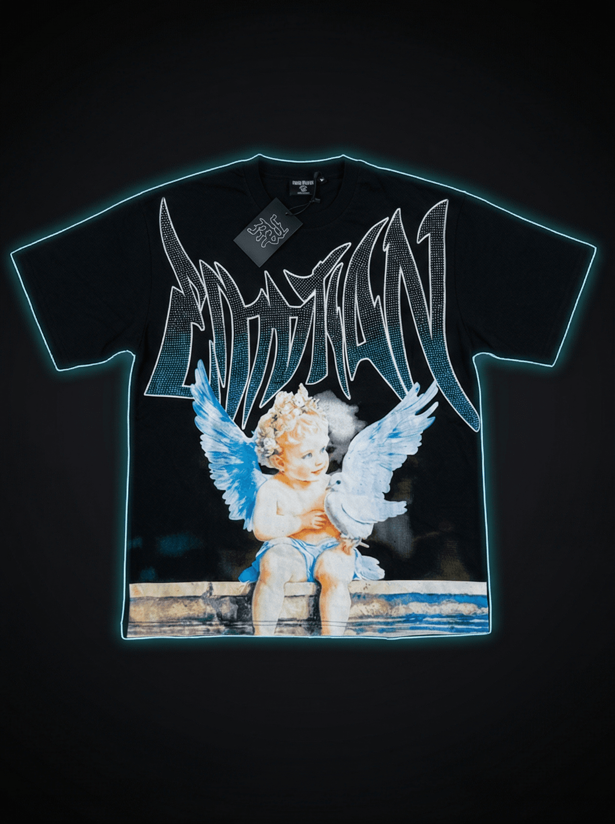Mixed Emotions White "Dove" Rhinestone Shirt — remeras — URBN STORE